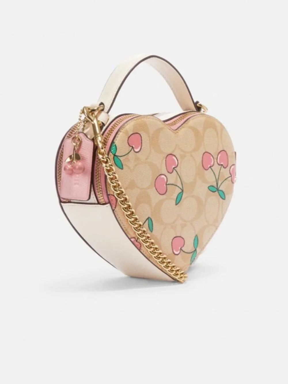 NEW COACH Heart Crossbody In Signature Canvas With Heart Cherry Print CE653